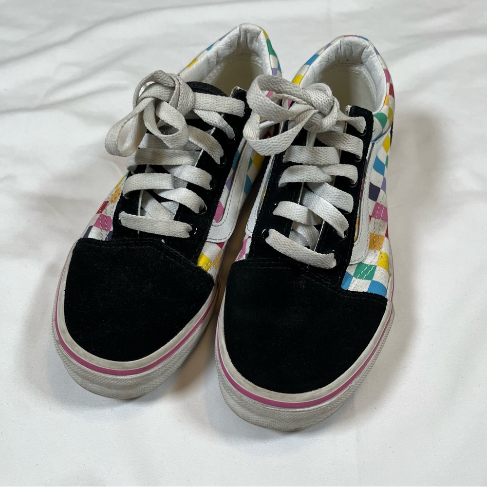 Vans Old Skool Kids Youth Size 2Y Multicolored Checkerboard Walking Shoe Sneaker